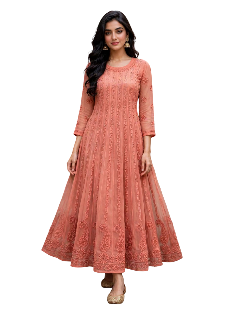 Premium Chikankari Resham Embroidered Georgette Anarkali